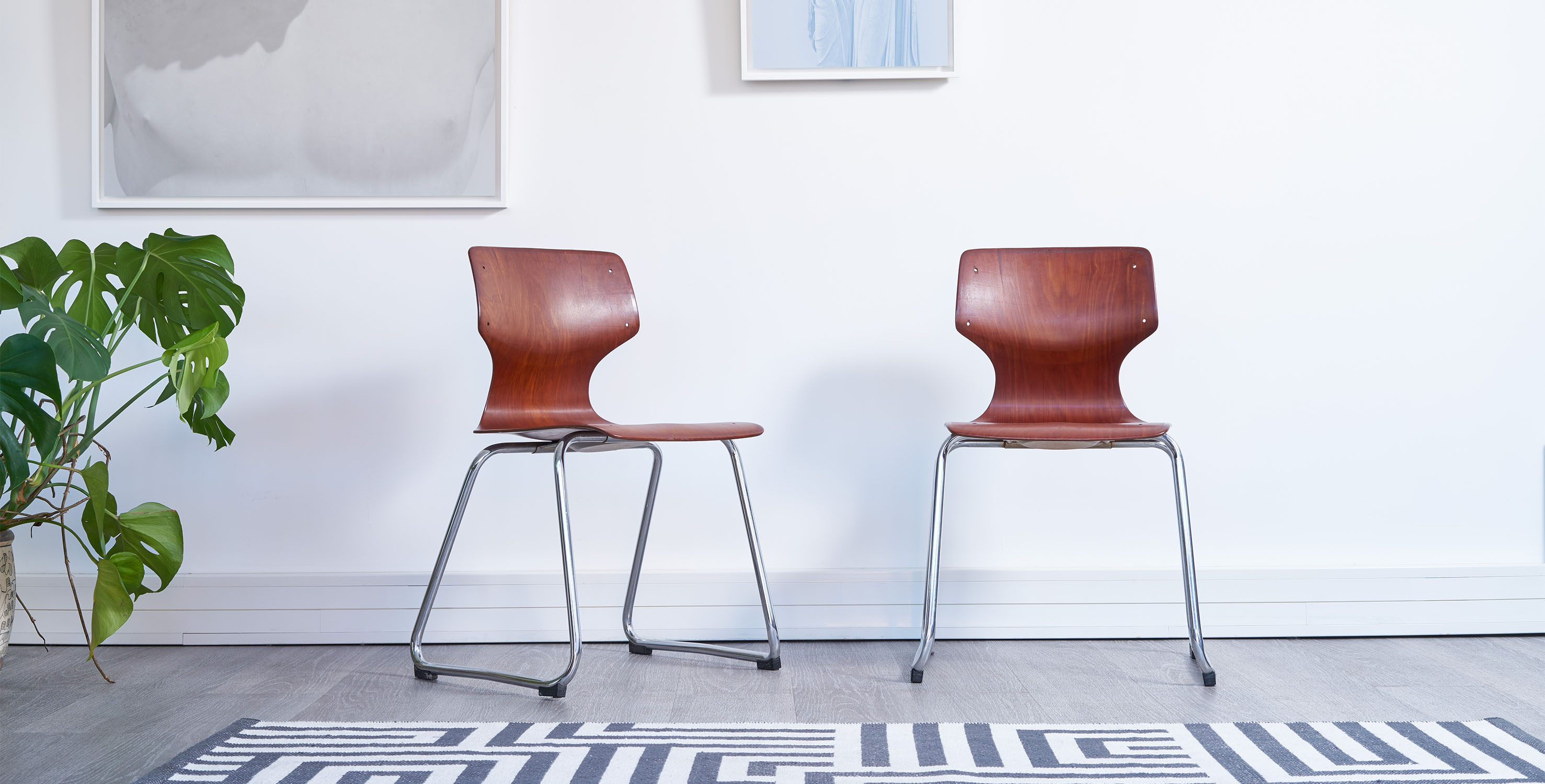 chaise vintage, chaise flototto vintage, chaise scandinave vintage, paire de chaises vintage