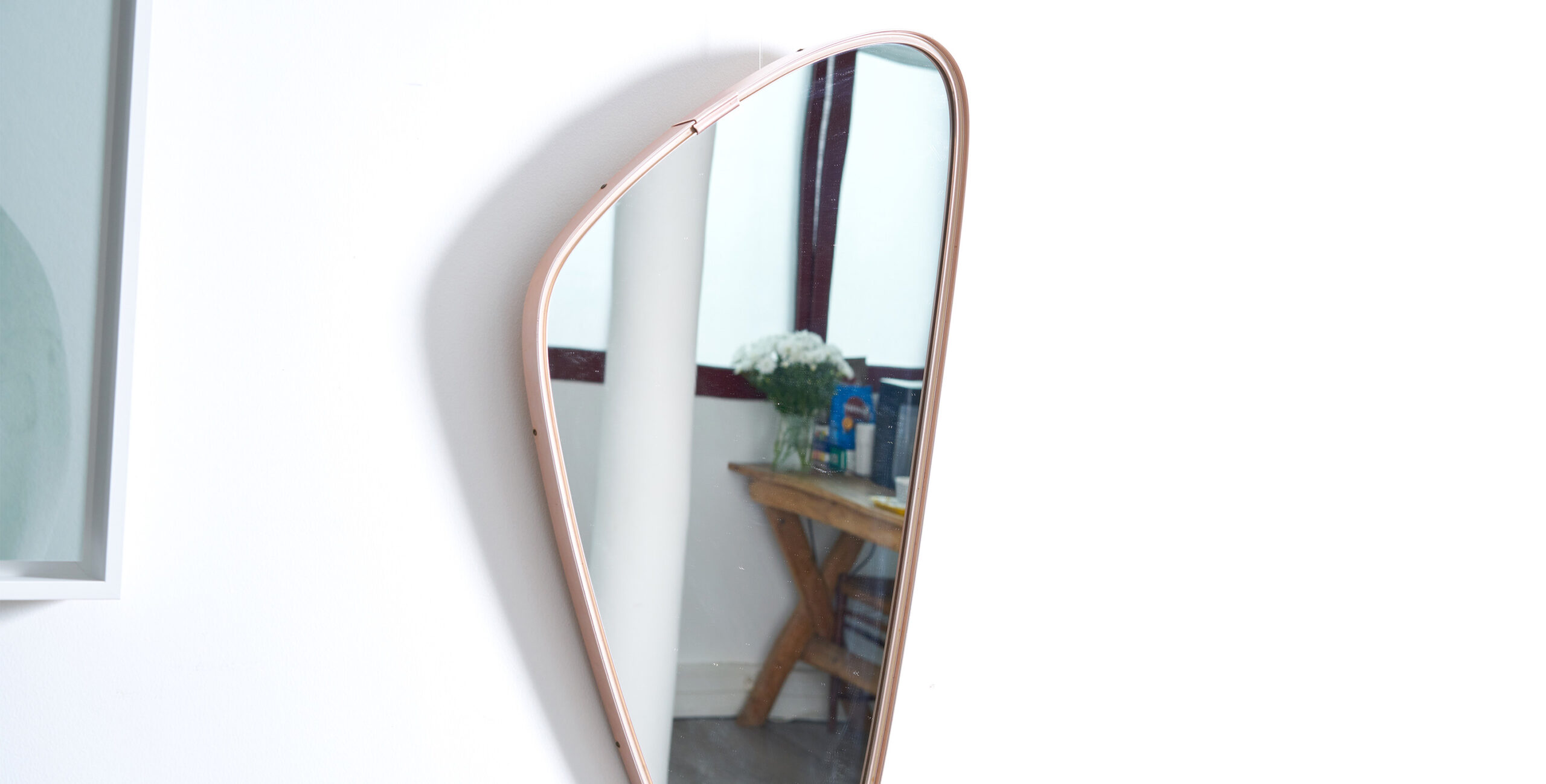 Miroir asymetrique vintage, miroir laiton vintage, miroir vintage, miroir retroviseur vintage, miroir laiton dore vintage