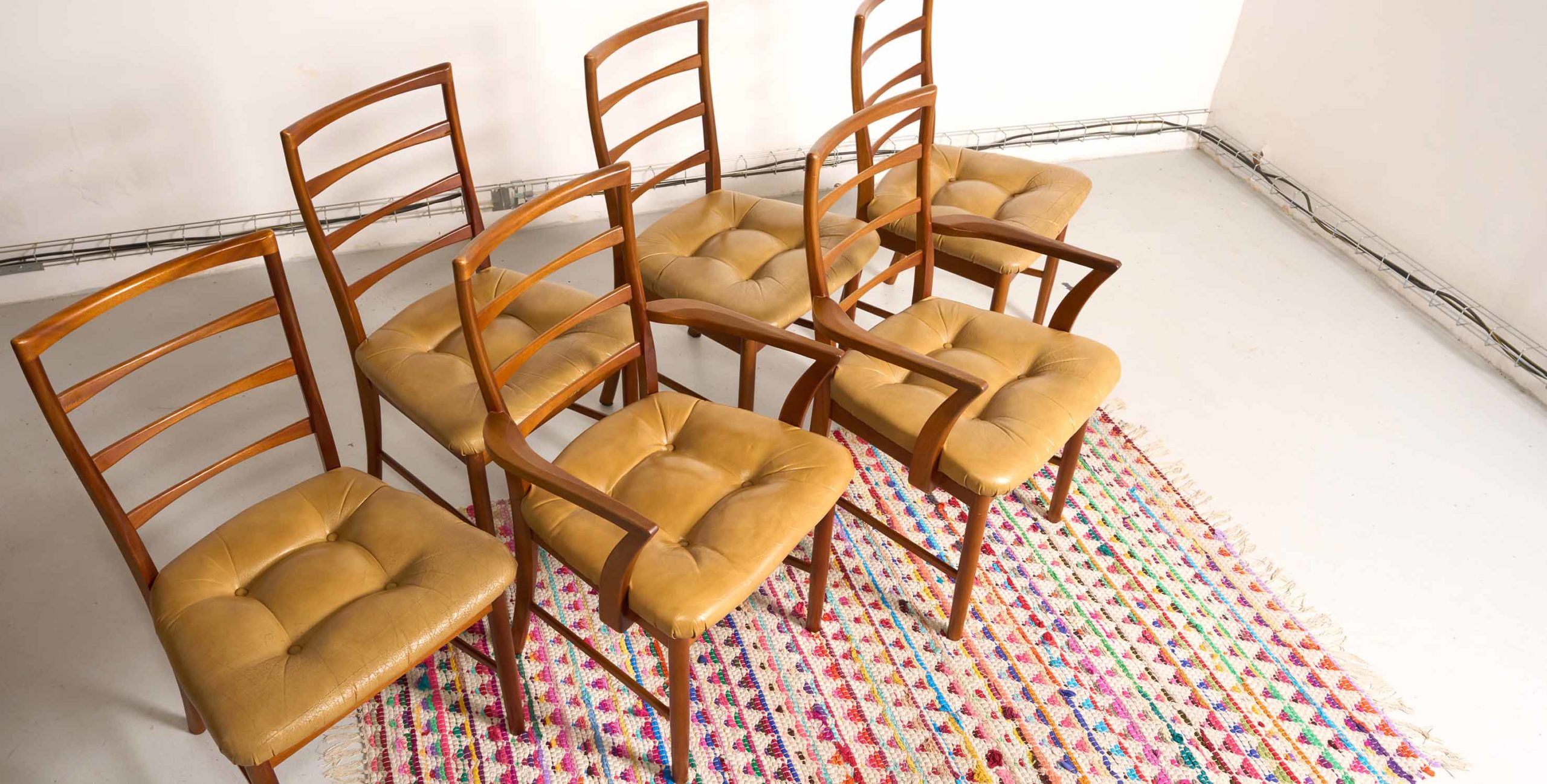 chaises en teck, 6 chaises teck, 6 chaises à barreaux vintage