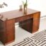 bureau art déco, bureau art déco ancien, bureau vintage, bureau milieu de pièce, bureau en noyer, bureau art deco, bureau milieu de pièce