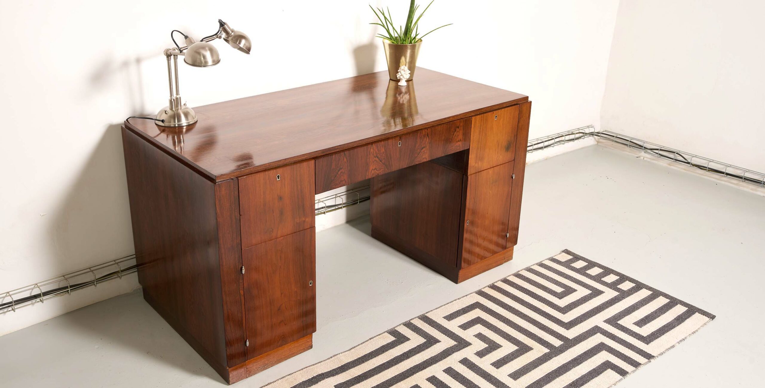 bureau art déco, bureau art déco ancien, bureau vintage, bureau milieu de pièce, bureau en noyer, bureau art deco, bureau milieu de pièce